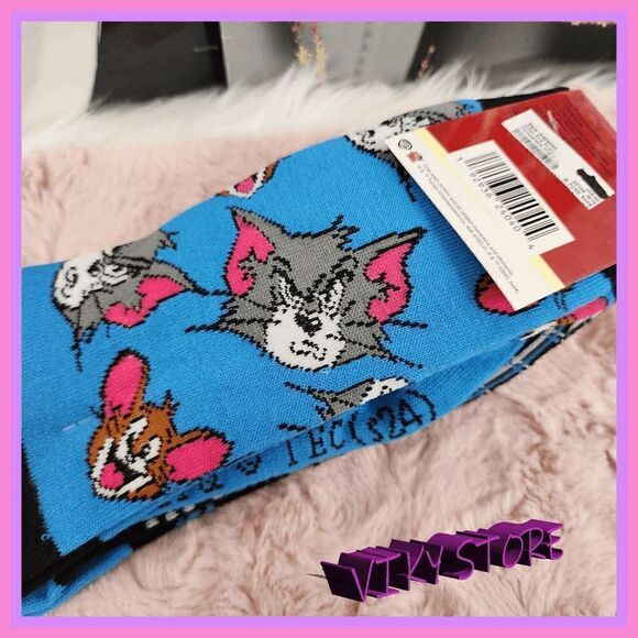 NWT Whimsical Duo: {Tom and Jerry} 2 Pair Crew Socks NWT - Picture 3 of 3